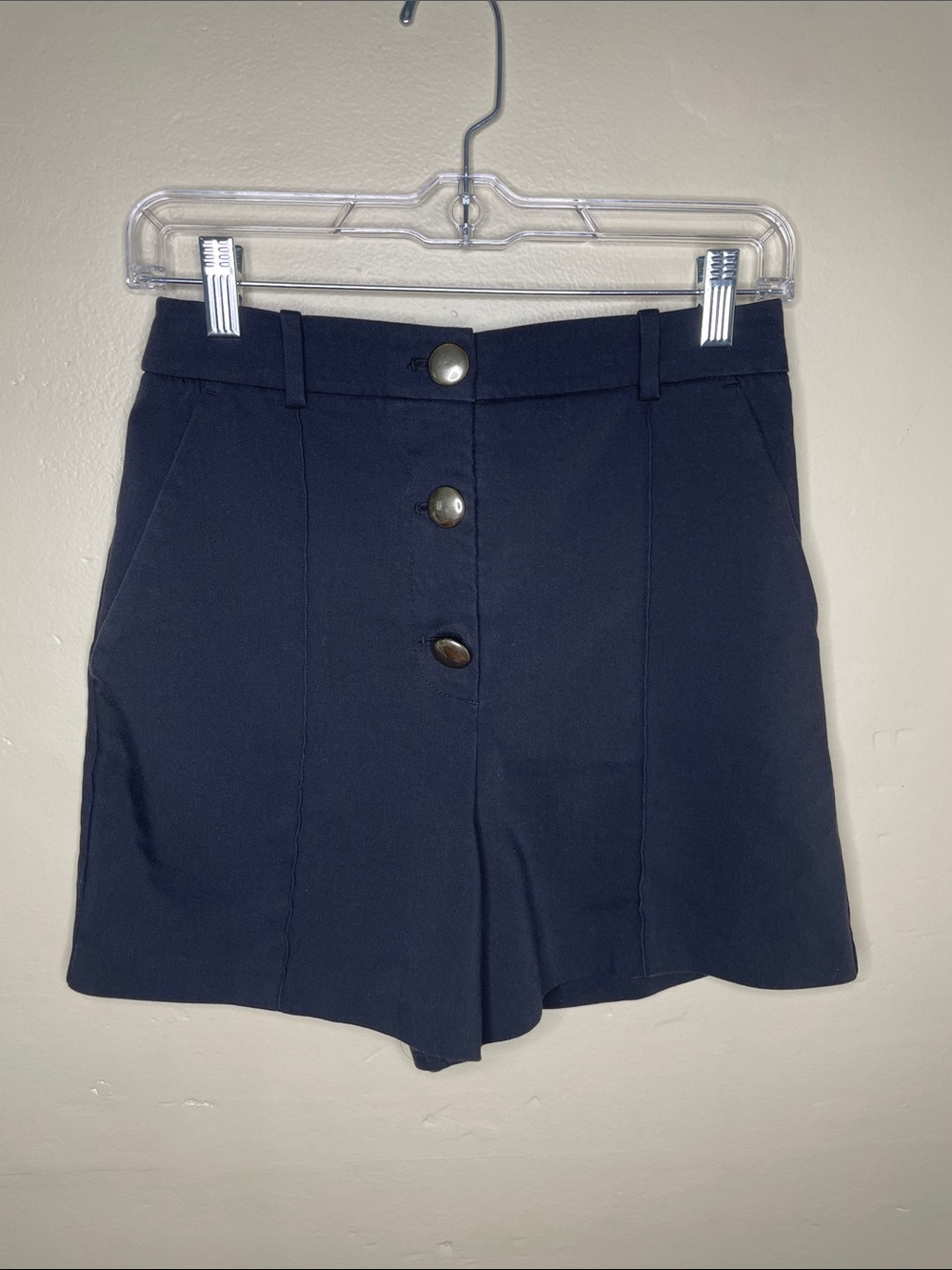 ZARA Black High Waisted Gold Button Front Shorts Dark Academia Small